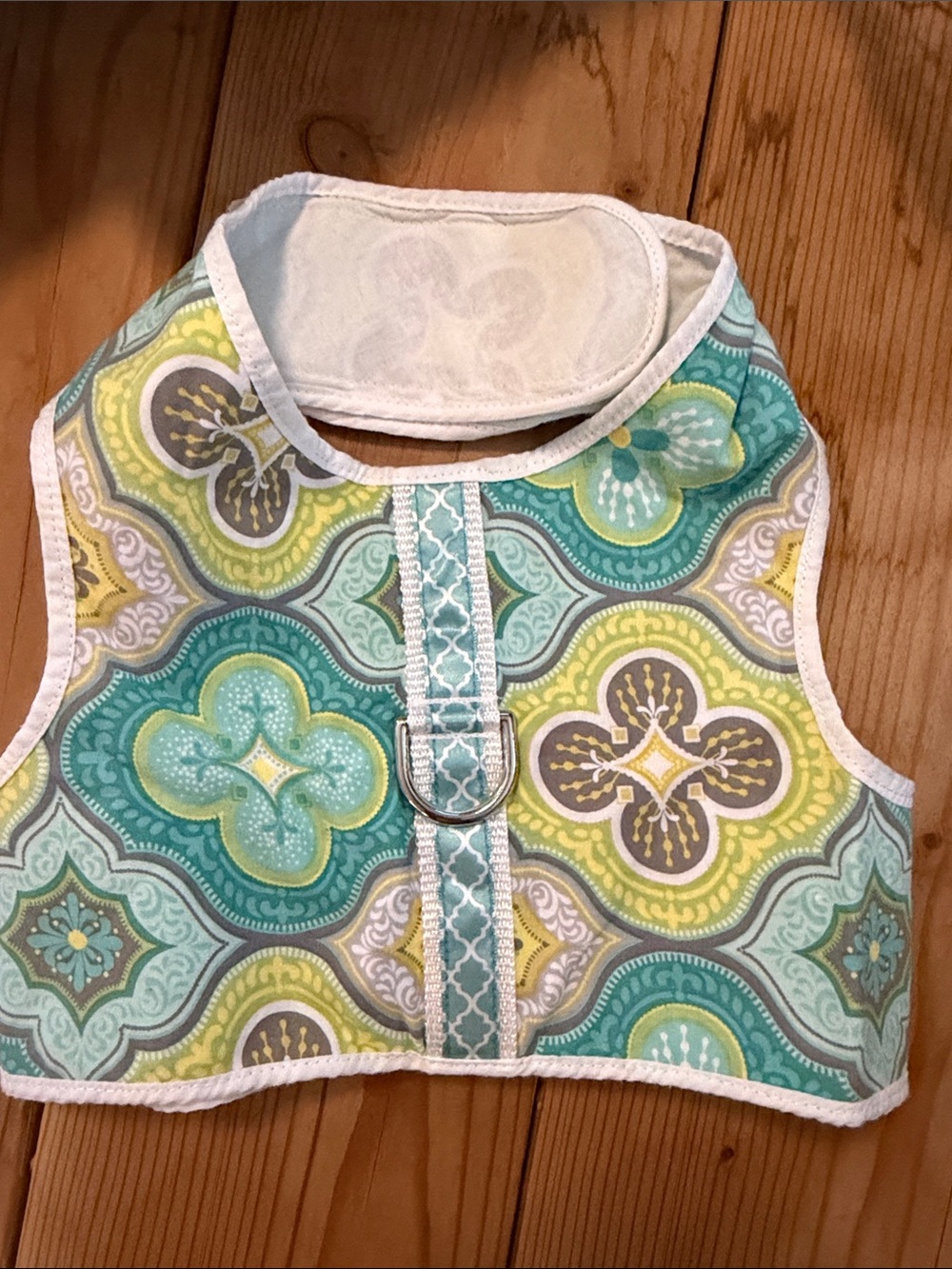 Adjustable Dog Harness Vest in Teal, Yellow & Gray